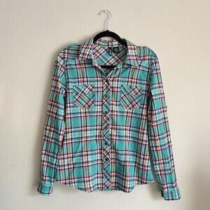 ✨SOLD✨ Ultraflirt Blue Plaid Button Up Shirt